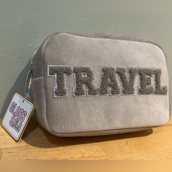 NWTS Gloss & Glo Tan Corduroy Travel Cosmetic Pouch. - Picture 5 of 7